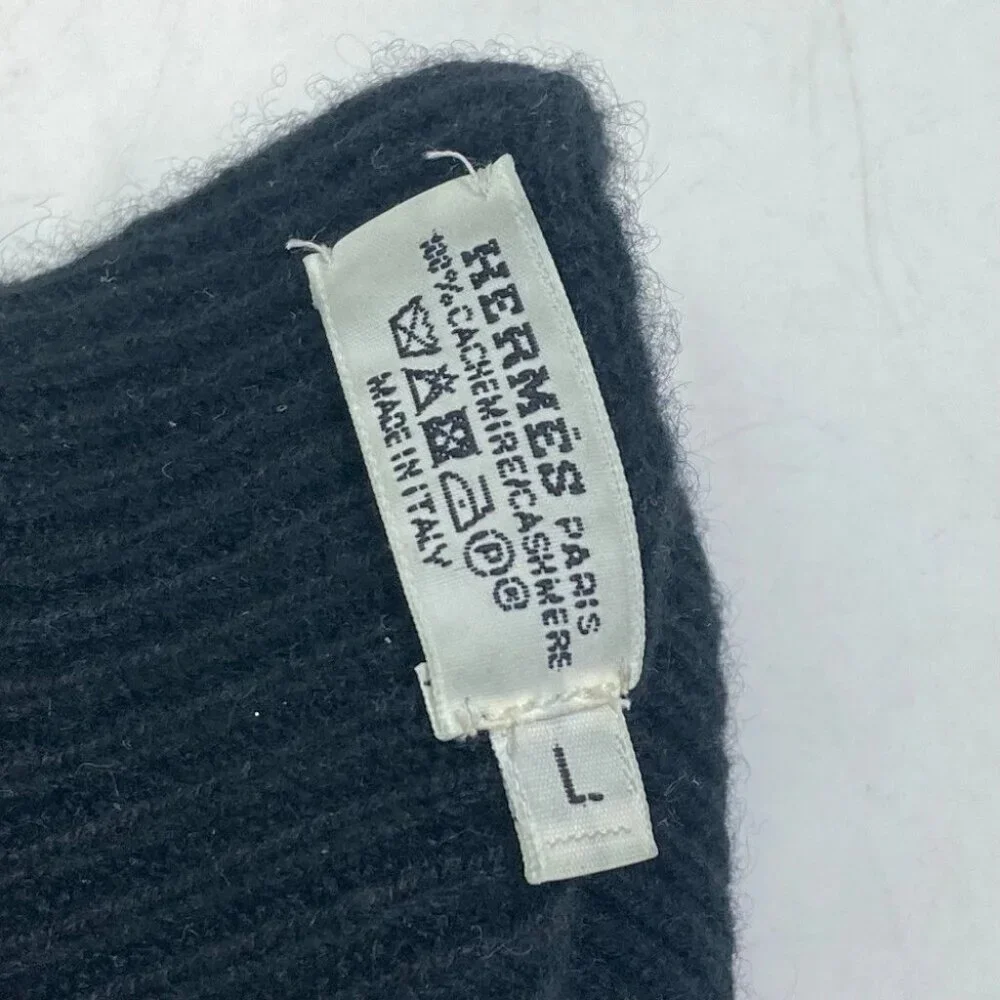 HERMES Whole pattern H logo Gloves Cashmere Black - Picture 8 of 8
